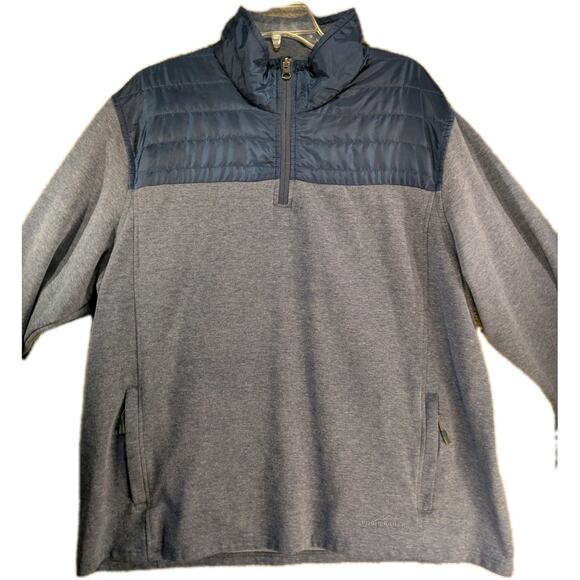 Eddie Bauer Men’s Quarter Zip Pullover XXL Blue Logo Long Sleeve Zip Pockets - Picture 3 of 9